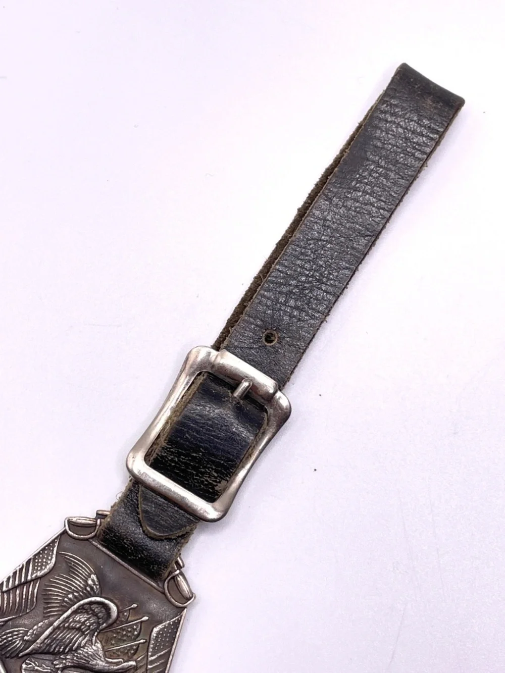 Vintage Watch Fob Shield Shape Eagle with Crossed Rifles